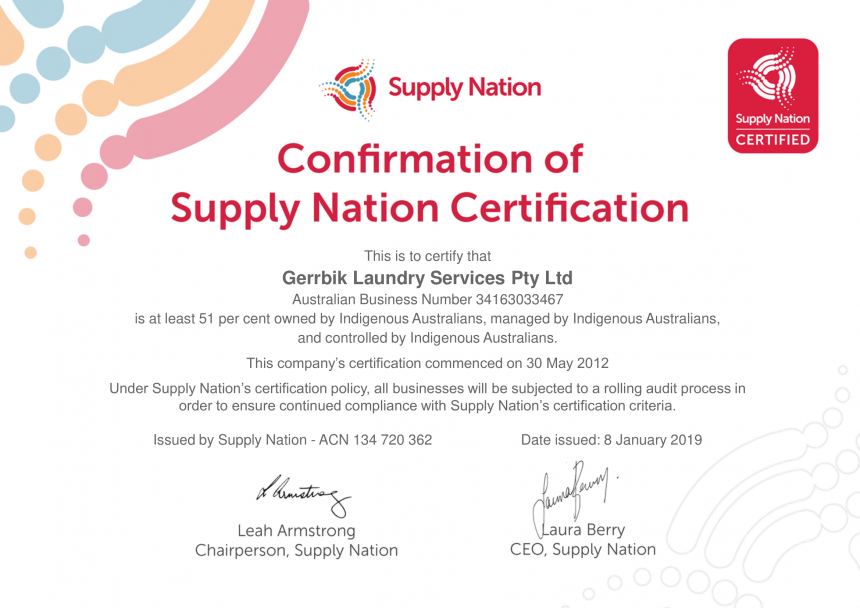 Confirmation of Supply Nation Certification